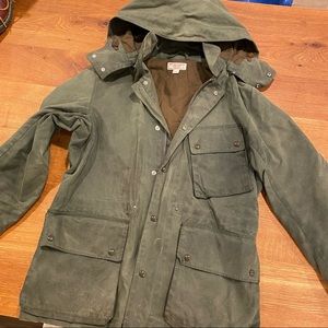 Wallace & Barnes Men’s Long Waxed Cloth Lined Jacket